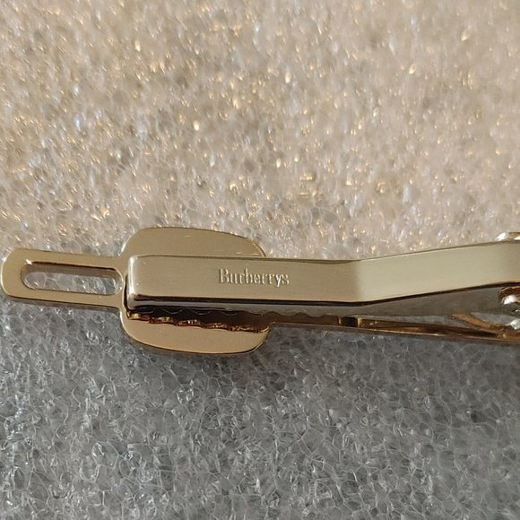 Burberry Tie Clip Gold Plated with Green Logo - Picture 2 of 16